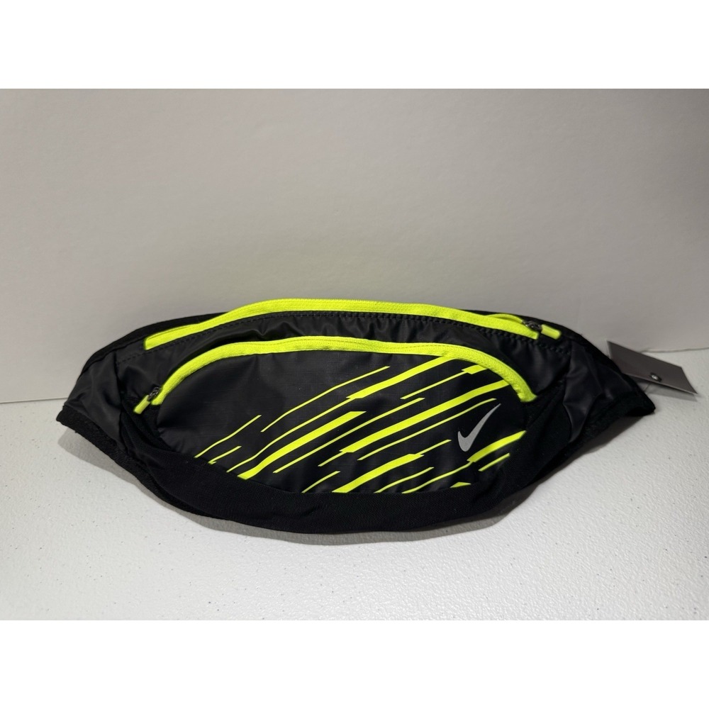 Nike Large Capacity Waistpack Black with Neon Green Trim One Size